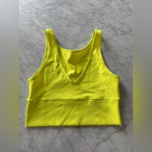 lululemon Neon Yellow Ribbed Racerback Tank Size 8 Athletic Crop Top